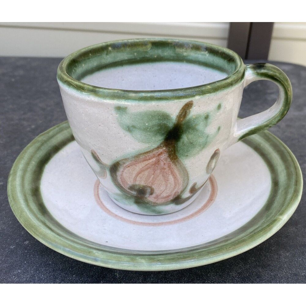Vintage John B Taylor‎ Harvest Pear Louisville Stoneware Flat Cup & Saucer